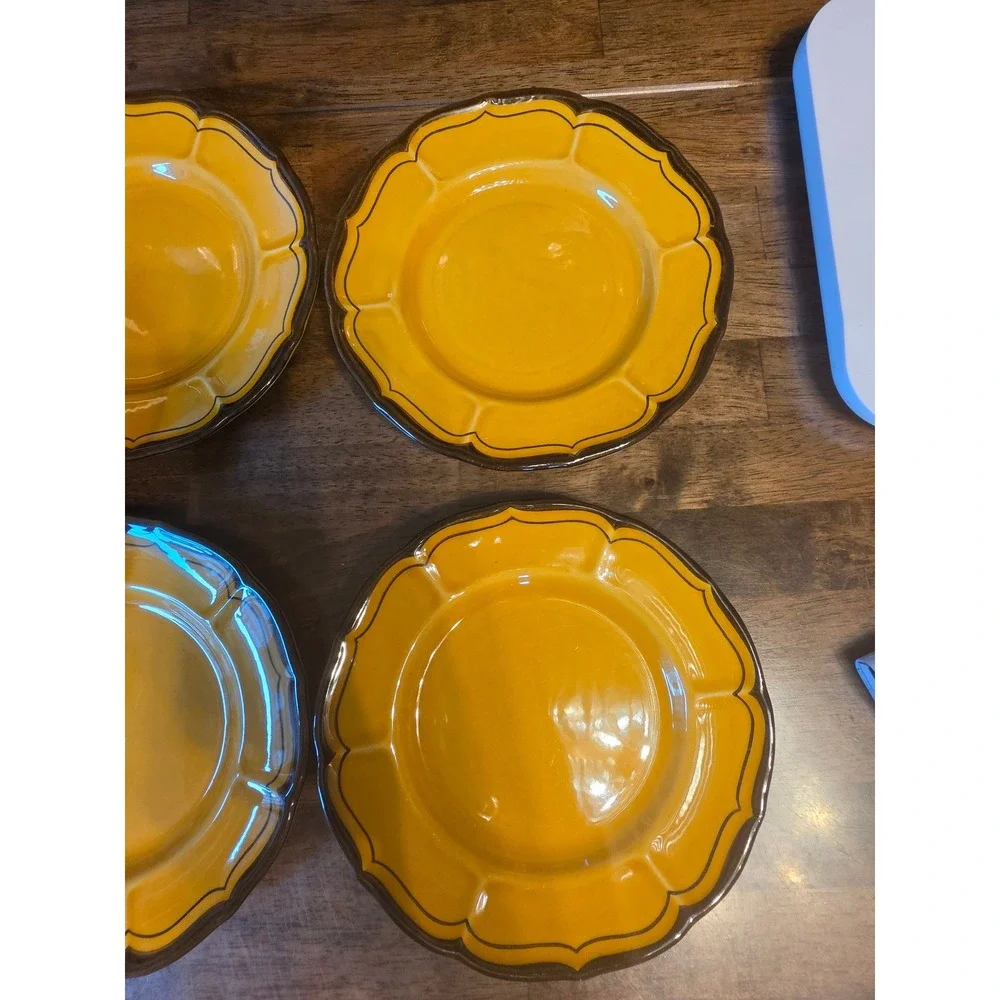Metlox Poppy Trail Provincial Yellow Bread Plates Set of 7 California 871